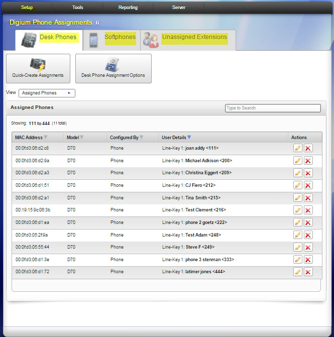 Digium Phone Assignments