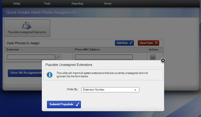 Populate Unassigned Extensions
